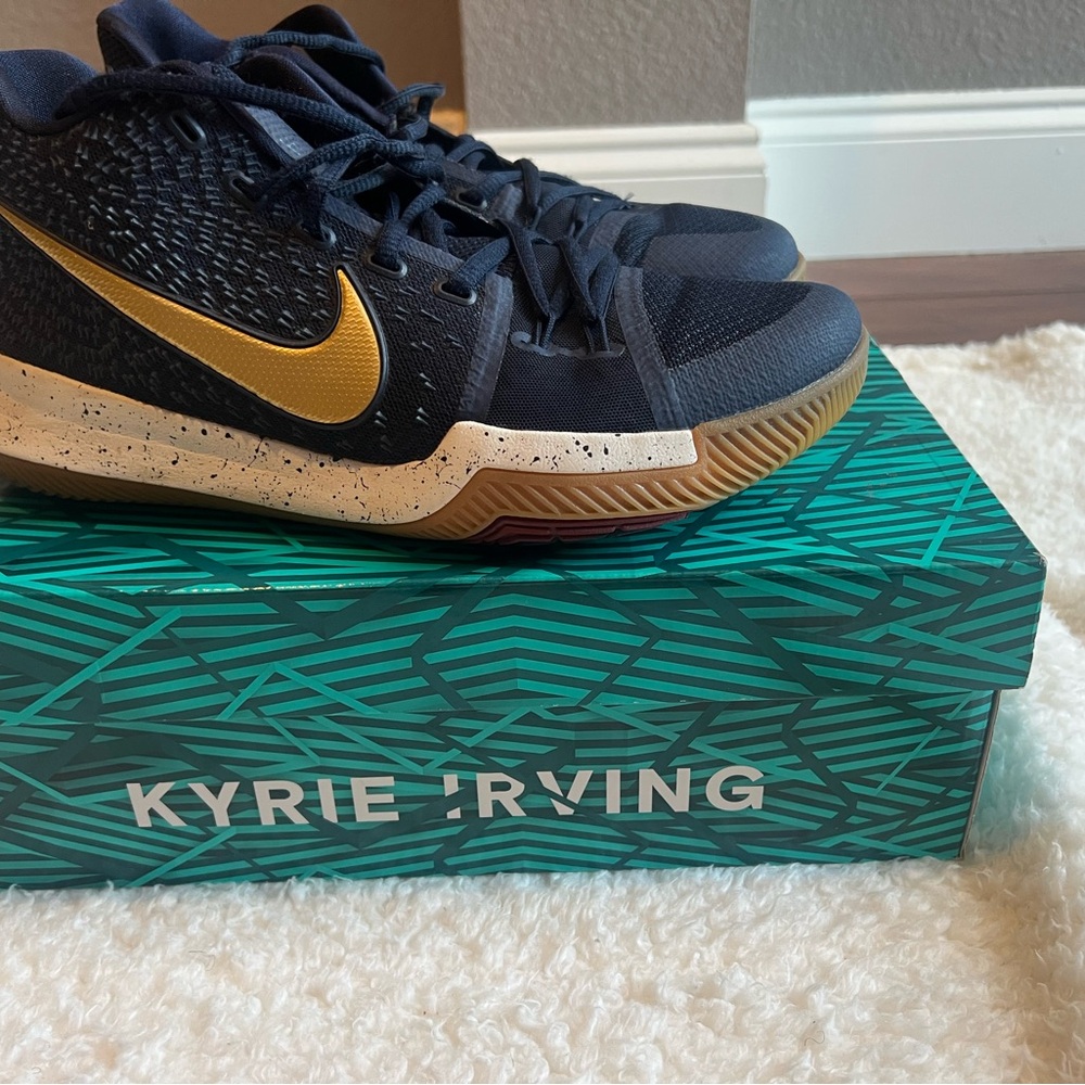 Nike Kyrie 3 Obsidian and Metallic Gold Sneakers